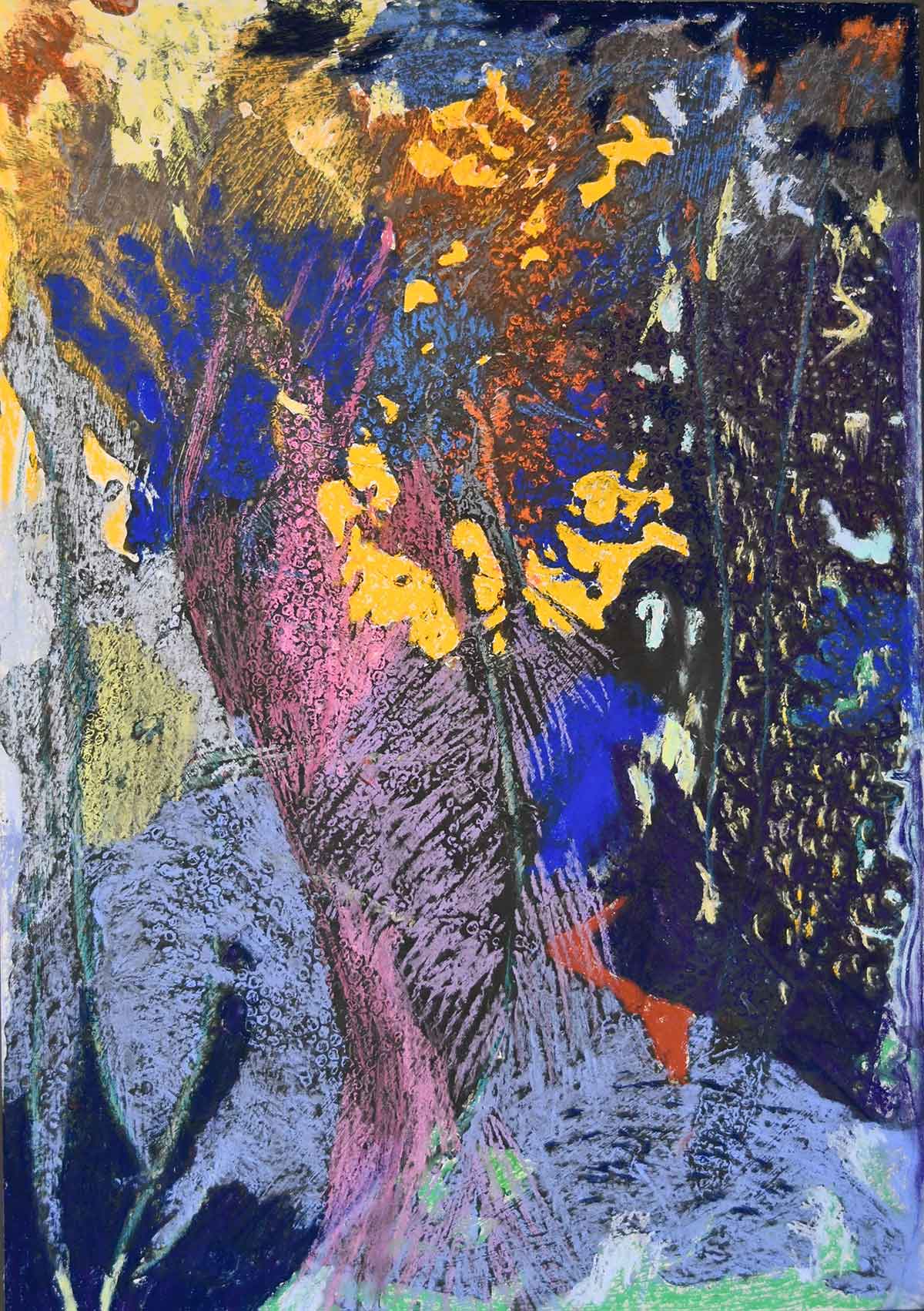 Eva köotgen Arbre n°2, pastel sur carton, 100x70  cm