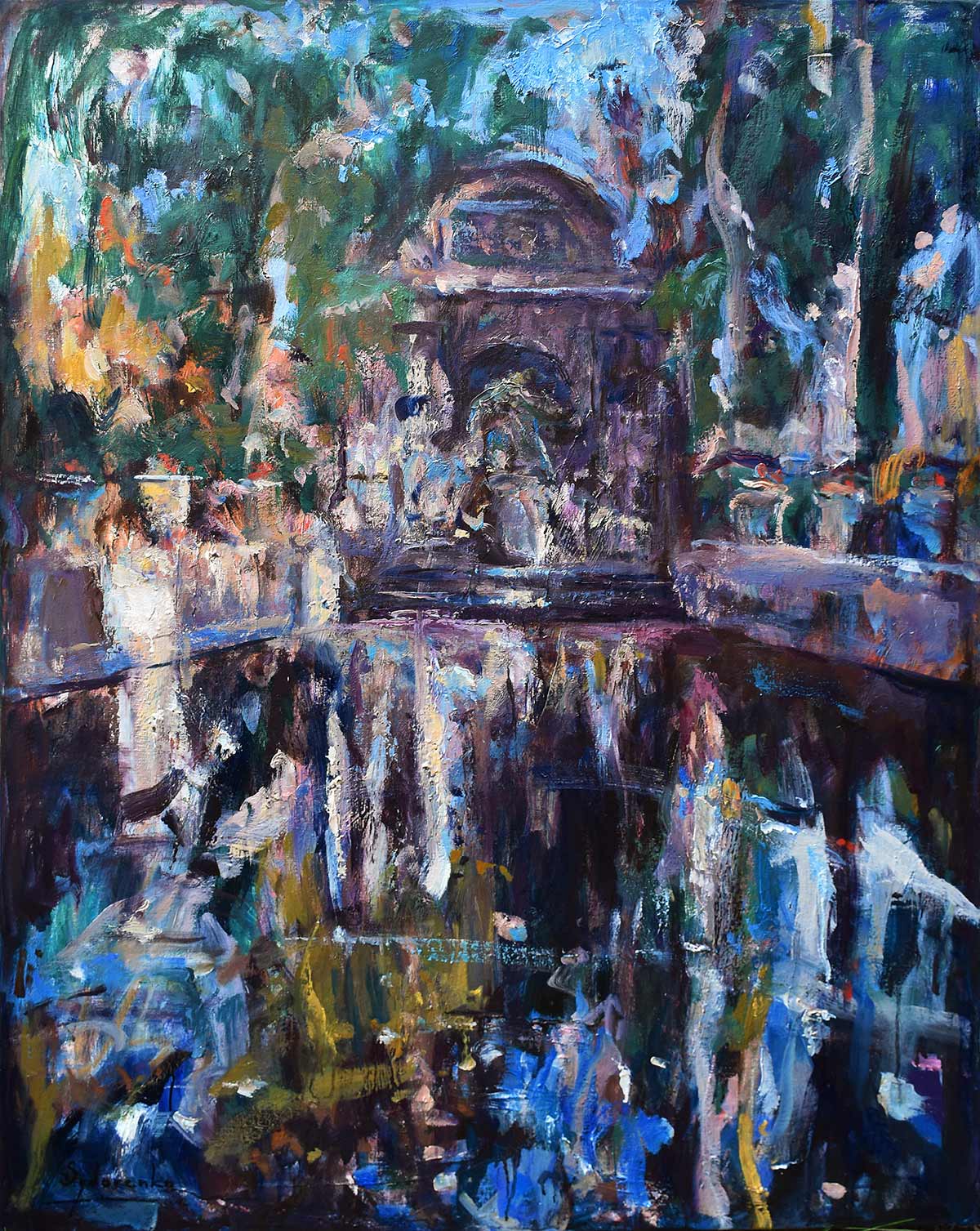 Fontaine medicis III huile sur toile 130x97cm 2019