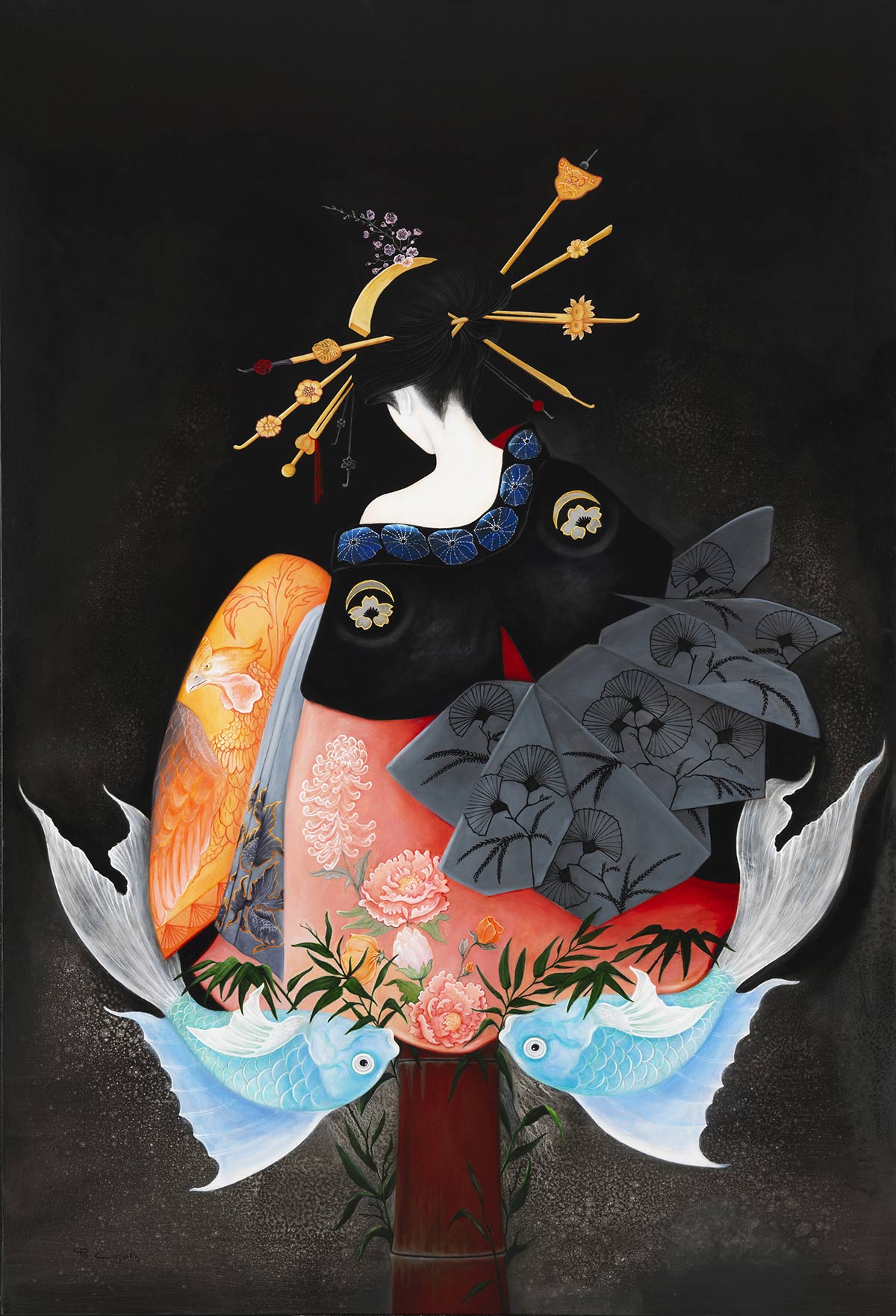 Bouquet nippon, H/T, 195x130cm