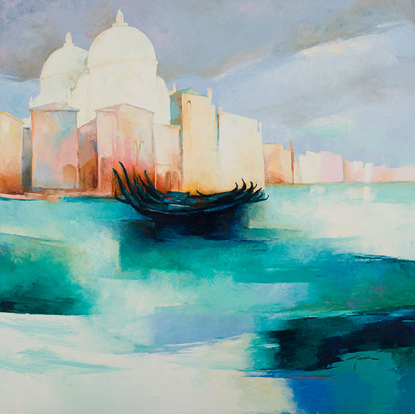 Aurore à Venise, 100 x 100cm