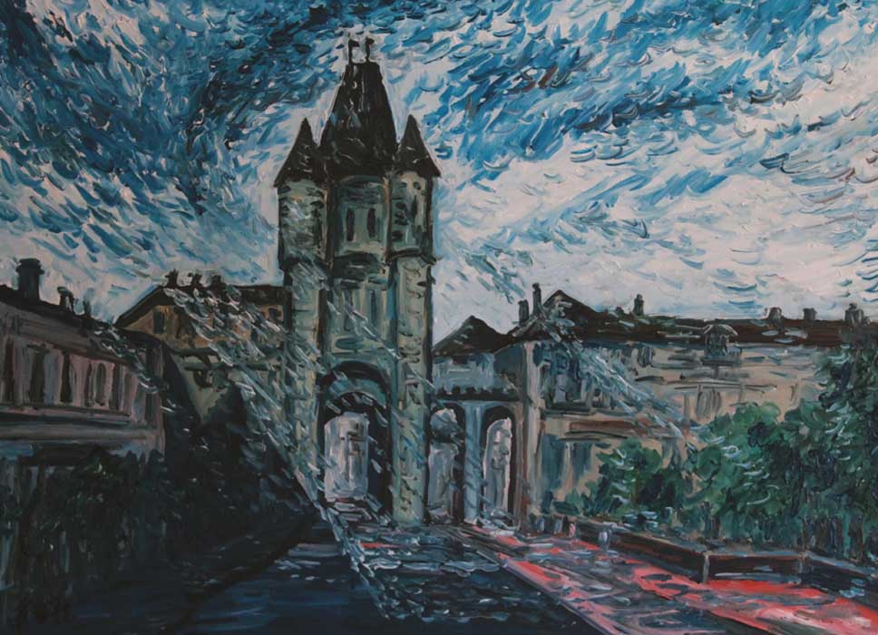 Porte de Samois de la ville de Moret, 2017,73 x 54 cm<br />
Collection de la municipalité de Moret, France.<br />
La créativité artistique produit la puissance du beau.